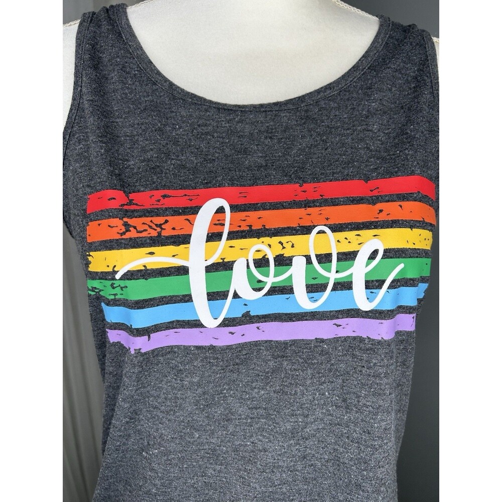 Love Rainbow Racerback Cotton Tank Top Size Small Gay Lesbian LGBTQ+ Pride - Picture 2 of 5